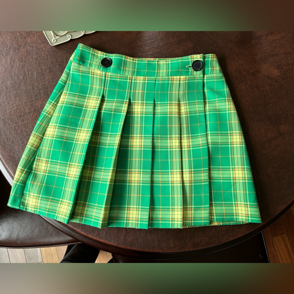 Topshop Green Pleated Skirt - Size 4